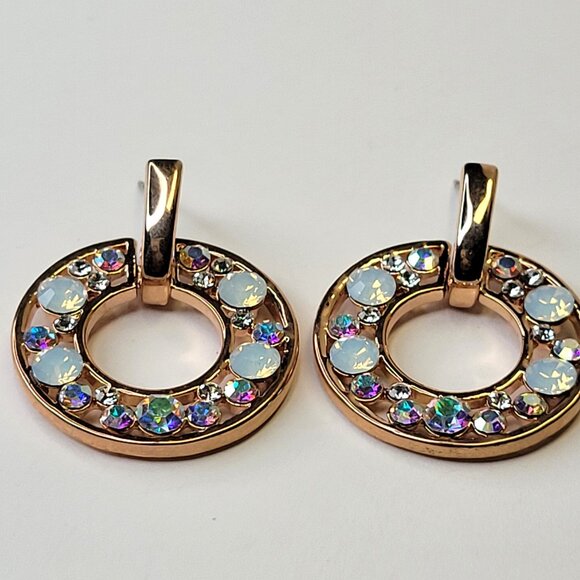 Crystal Rhinestone Circle Dangle Earrings - Picture 5 of 11